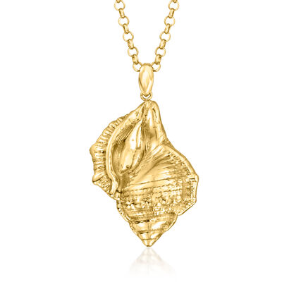 Italian 18kt Gold Over Sterling Conch Shell Pendant Necklace