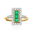 C. 1990 Vintage .42 ct. t.w. Emerald and .45 ct. t.w. Diamond Ring in 14kt Yellow Gold