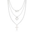 Italian Sterling Silver Multi-Symbol Layered Necklace