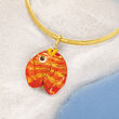Italian Multicolored Murano Glass Fish Pendant with 18kt Gold Over Sterling