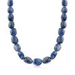 285.00 ct. t.w. Graduated Free-Form Sapphire  Bead Necklace with Sterling Silver