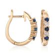 .20 ct. t.w. Sapphire and .10 ct. t.w. Diamond Hoop Earrings in 14kt Yellow Gold