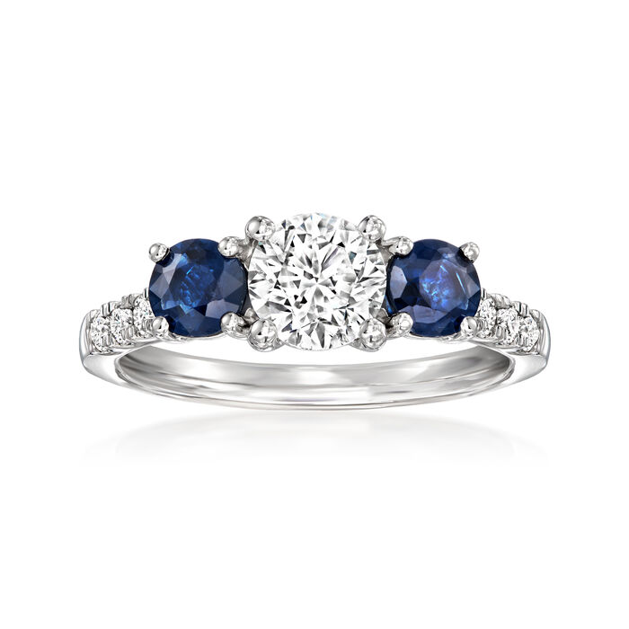 1.20 ct. t.w. Lab-Grown Diamond Ring with 1.00 ct. t.w. Sapphires in 14kt White Gold