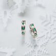 .25 ct. t.w. Emerald and .15 ct. t.w. Diamond Hoop Earrings in 14kt White Gold