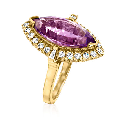 5.50 Carat Amethyst and .52 ct. t.w. Diamond Ring in 14kt Yellow Gold