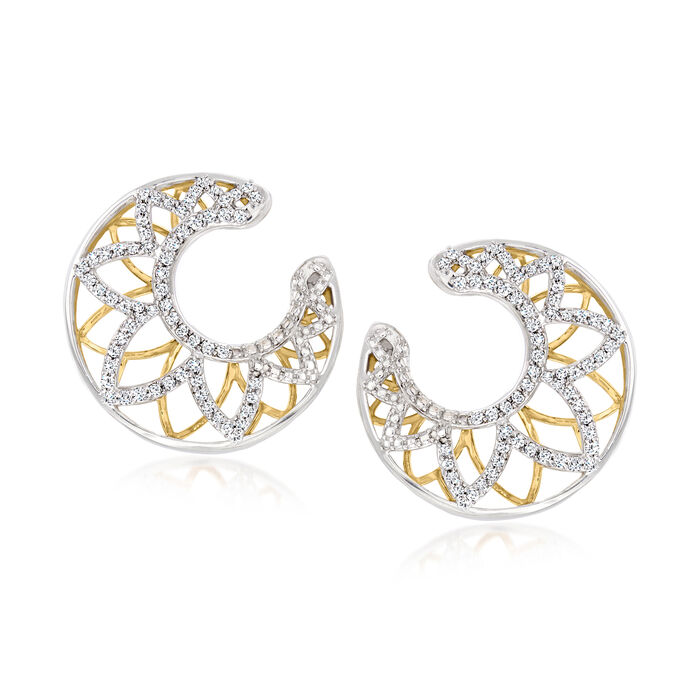 1.00 ct. t.w. Diamond Floral Front-Back Earrings in Two-Tone Sterling Silver