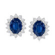 4.20 ct. t.w. Sapphire and .80 ct. t.w. Diamond Earrings in 14kt White Gold