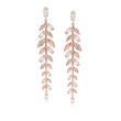 Swarovski Crystal &quot;Mayfly&quot; Fern Drop Earrings in Rose Gold-Plated Metal