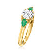 1.00 Carat Lab-Grown Diamond Ring with .20 ct. t.w. Emeralds in 14kt Yellow Gold