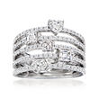 C. 2000 Vintage 2.10 ct. t.w. Multi-Row  Diamond Ring in 18kt White Gold