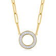 .50 ct. t.w. Diamond Eternity Circle Cluster Paper Clip Link Necklace in 14kt Yellow Gold