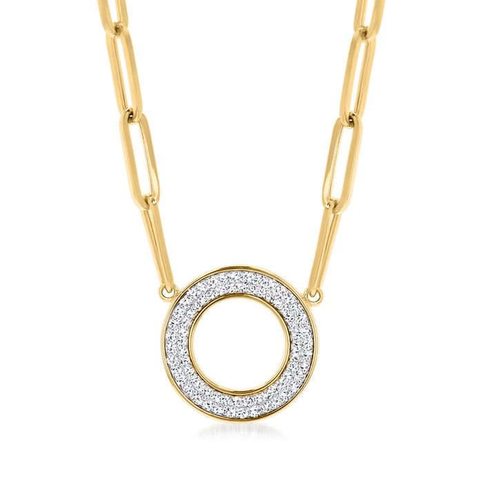 .50 ct. t.w. Diamond Eternity Circle Cluster Paper Clip Link Necklace in 14kt Yellow Gold