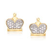 Crown Earrings with Diamond Accents in 14kt Yellow Gold