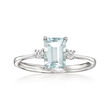 .80 Carat Aquamarine Ring with Diamond Accents in 18kt White Gold