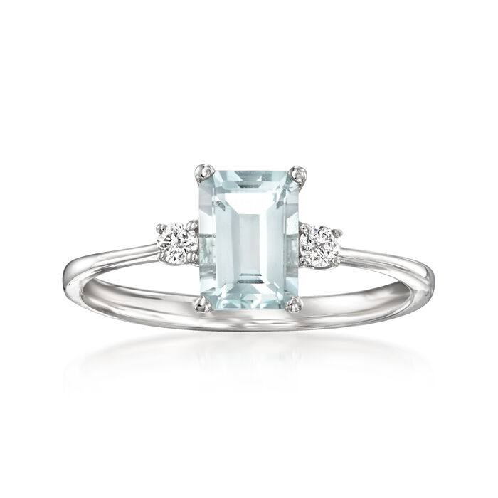 .80 Carat Aquamarine Ring with Diamond Accents in 18kt White Gold