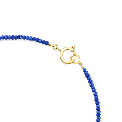 4mm Lapis Bead Necklace with 18kt Gold Over Sterling