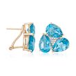 11.00 ct. t.w. Blue Topaz and .10 ct. t.w. Diamond Earrings in 18kt Gold Over Sterling