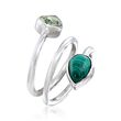 Malachite and 2.00 Carat Green Amethyst Coil Ring in Sterling Silver