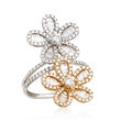 1.43 ct. t.w. Diamond Double Flower Ring in 18kt Two-Tone Gold