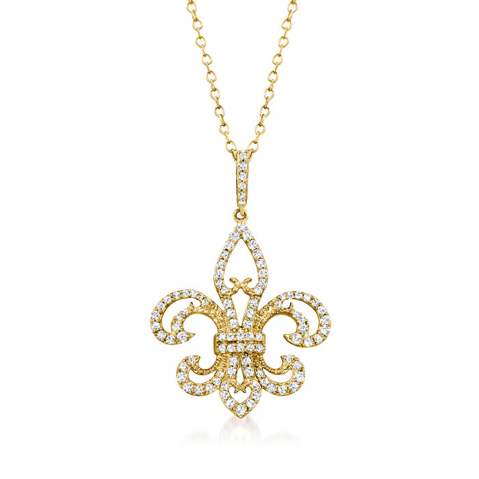 .50 ct. t.w. Diamond Fleur-De-Lis Pendant Necklace in 14kt Yellow Gold