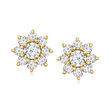 1.80 ct. t.w. Lab-Grown Diamond Flower Earrings in 14kt Yellow Gold