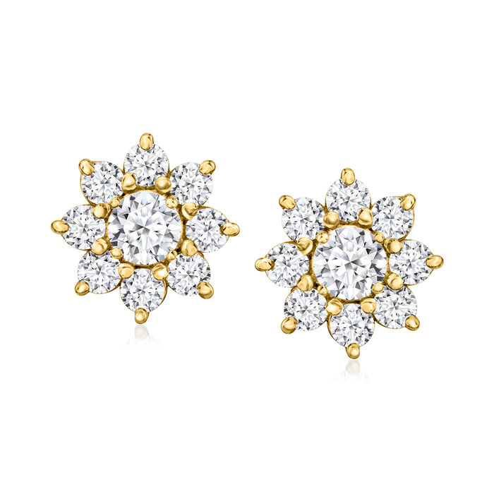1.80 ct. t.w. Lab-Grown Diamond Flower Earrings in 14kt Yellow Gold
