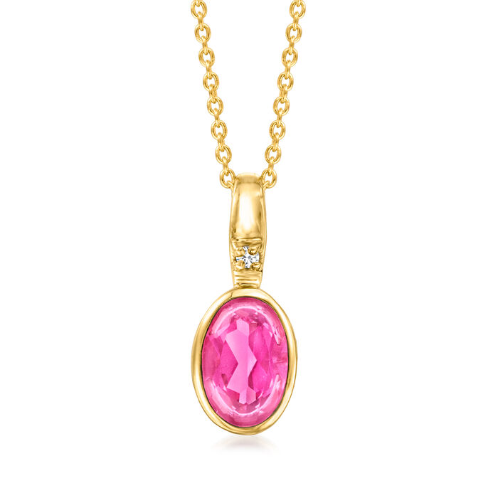 .50 Carat Pink Topaz Pendant Necklace with Diamond Accent in 14kt Yellow Gold