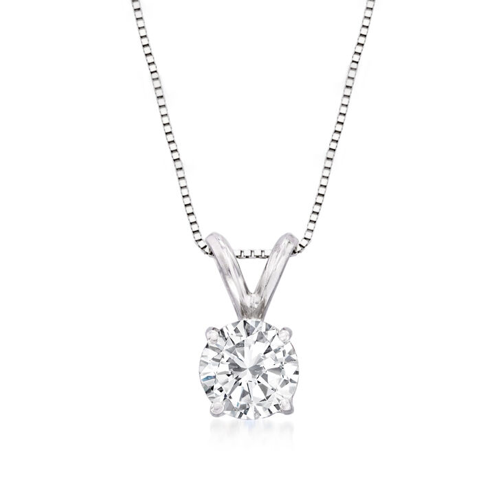 .75 Carat Diamond Solitaire Necklace in 14kt White Gold
