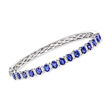 4.30 ct. t.w. Sapphire and 1.10 ct. t.w. Diamond Bangle Bracelet in 18kt White Gold
