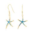 Blue Synthetic Opal Starfish Drop Earrings in 18kt Gold Over Sterling