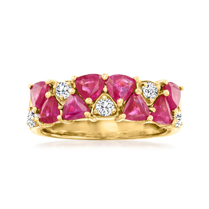 2.00 ct. t.w. Ruby and .40 ct. t.w. Diamond Ring in 14kt Yellow Gold
