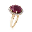 6.00 Carat Ruby and .20 ct. t.w. White Sapphire Ring in 14kt Yellow Gold
