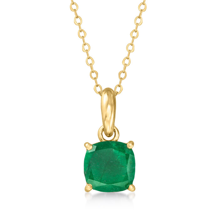 1.60 Carat Emerald Pendant Necklace in 10kt Yellow Gold