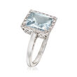 2.80 Carat Aquamarine Ring with Diamond Halo Accent in 14kt White Gold