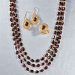 Oval Garnet Triple-Strand Necklace with 14kt Yellow Gold