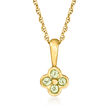 Peridot-Accented Flower Pendant Necklace in 14kt Yellow Gold