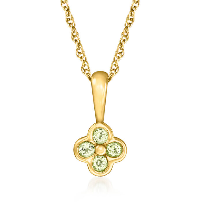 Peridot-Accented Flower Pendant Necklace in 14kt Yellow Gold