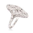 C. 1990 Vintage .15 ct. t.w. Diamond Floral Dinner Ring in 18kt White Gold
