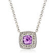 Andrea Candela &quot;Lazo De Colores&quot; 2.90 Carat Amethyst Necklace with Diamond Accents in Sterling Silver