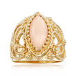 C. 1980 Vintage Pink Coral Ring in 14kt Yellow Gold
