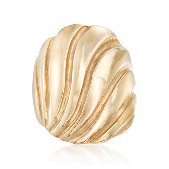 Italian 18kt Gold Over Sterling Grooved Ring