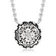 Andrea Candela &quot;Vida De Plata&quot; Sterling Silver Circle Necklace with Diamond Accent and Black Enamel