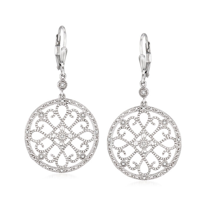 .20 ct. t.w. Diamond Circle Openwork Drop Earrings in Sterling Silver