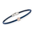 ALOR &quot;Shades of Alor&quot; Blue Stainless Steel Cable Bracelet with Diamond Accents and 18kt Two-Tone Gold
