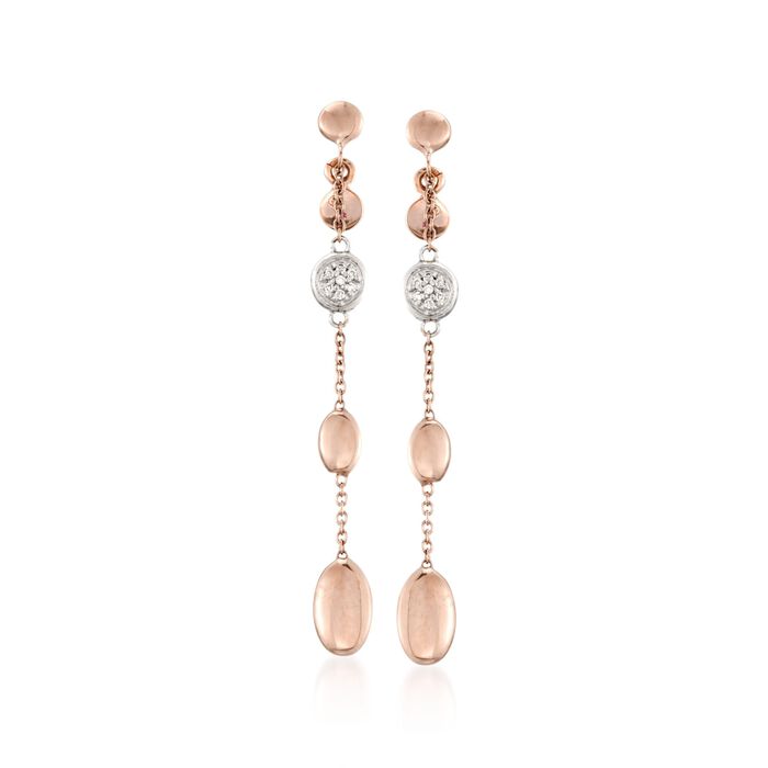 Roberto Coin 18kt Rose Gold Pebble Drop Dangle Earrings with Diamond Accents