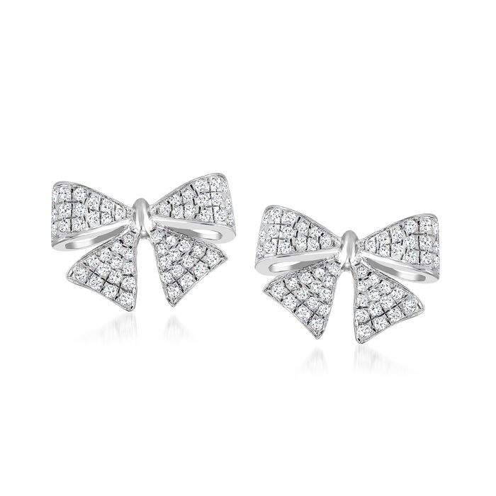 .54 ct. t.w. Diamond Bow Earrings in Sterling Silver