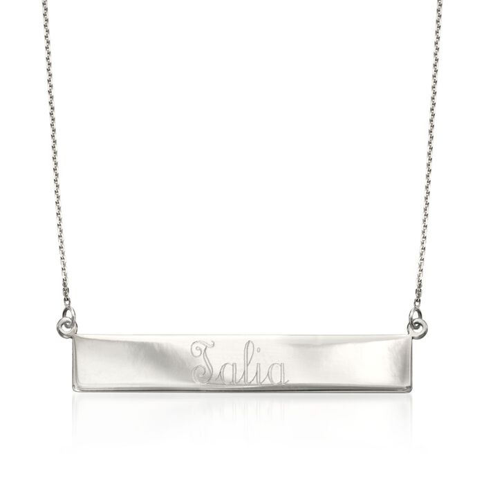 14kt White Gold Name Bar ID Necklace