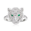 1.10 ct. t.w. CZ Tiger Ring with Simulated Emerald Accents in Sterling Silver