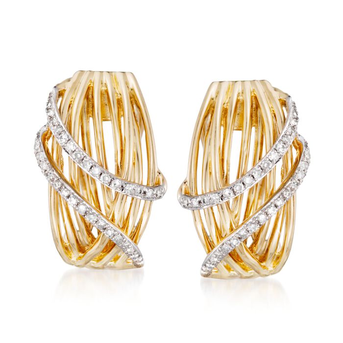 .19 ct. t.w. Diamond Sash Earrings in 14kt Yellow Gold