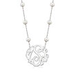 5-6mm Cultured Pearl Personalized Monogram Necklace in Sterling Silver